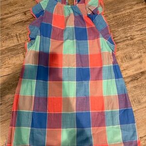 Girls Crewcuts size 10 plaid dress with colorful accents